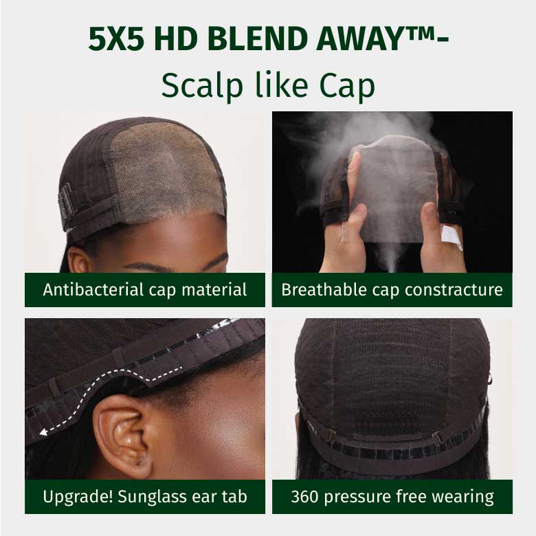Klaiyi Water Wave 5x5 HD Blend Away™ Lace Wig 180% Glueless Wigs Melted All Skin Human Hair