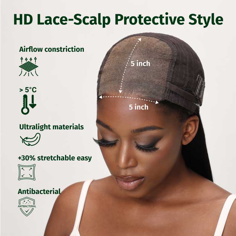 Klaiyi Water Wave 5x5 HD Blend Away™ Lace Wig 180% Glueless Wigs Melted All Skin Human Hair