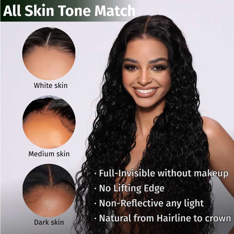 Klaiyi 5x5 HD Blend Away™ HD Lace Wig 180% Density Water Wave Glueless Wigs Melted All Skin Flash Sale