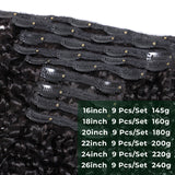 Klaiyi Hair Curly Clip in Human Hair Extension 9 Pcs/Set Full Head Natural Black Ponytail Hair Extensions