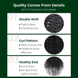 Klaiyi Hair Curly Clip in Human Hair Extension 9 Pcs/Set Full Head Natural Black Ponytail Hair Extensions