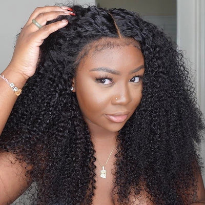 Klaiyi 4C Kinky Edge Wig Realistic Super Natural 4C Kinky Curly 7x5 Bye Bye Knots Wig Flash Sale