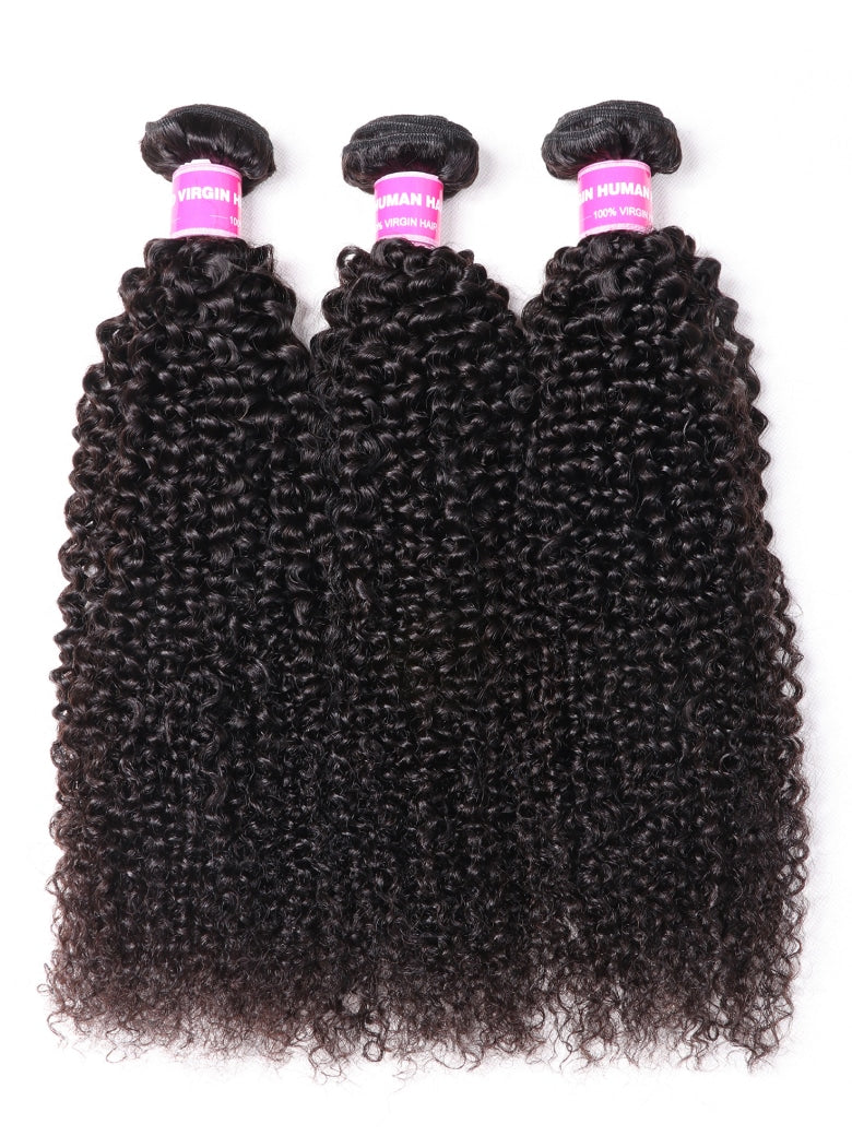 KLAIYI Hair 4 Bundles Kinky Curly Virgin Brazilian Human Hair Weave Best Unprocessed Human Hair