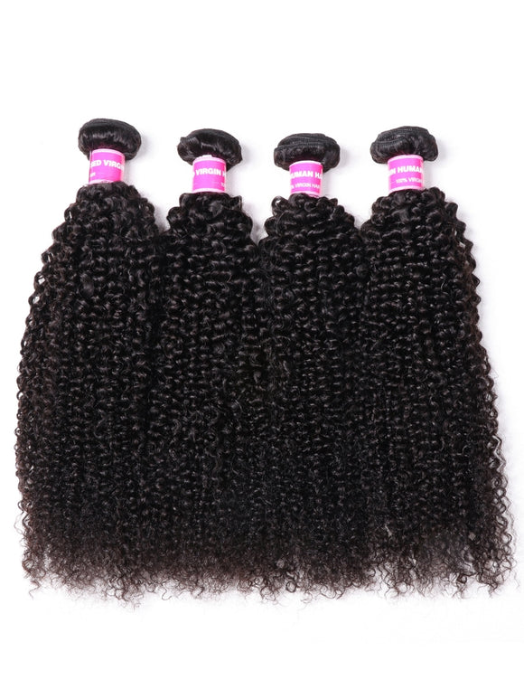 Klaiyi Hair 4 Bundles Kinky Curly Virgin Brazilian Human Hair Weave Best Unprocessed Human Hair