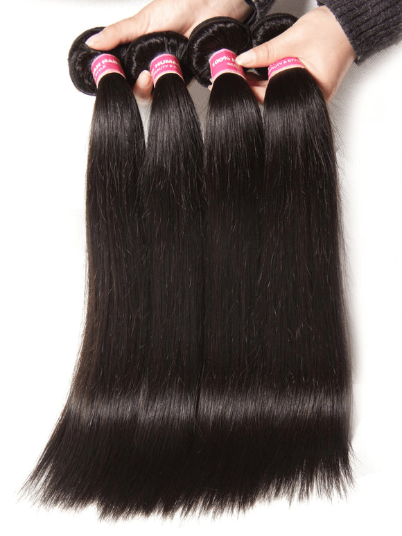 Klaiyi 3 Bundles Brazilian Straight Hair with 13*4 Ear to Ear Lace Frontal Closure