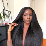 New User Exclusive | Yaki Straight Put On and Go Glueless Lace Wigs 7x5 Bye Bye Knots Pre-cut Human Hair Lace Wig Kinky Straight