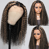 Klaiyi Balayage Blonde Highlights Curly Lace Front Wig Precolored Ombre Hair Flash Sale