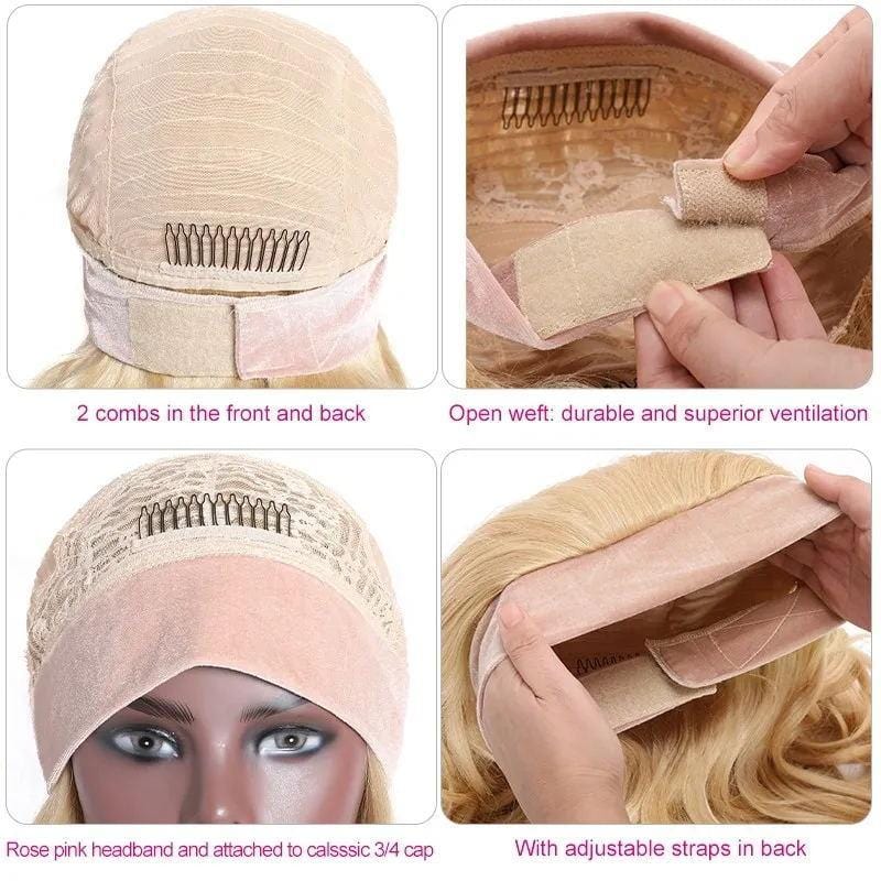 Buy 1 Get 1 Free,Code:BOGO |Klaiyi 613 Blonde Natural Wave Headband Wigs Glueless Human Hair Wigs With Pre-attached Scarf Flash Sale