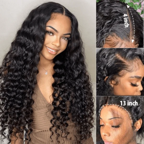 Klaiyi Best Wavy Water Wave Lace Front Wigs 100% Virgin Human Hair 150% Density