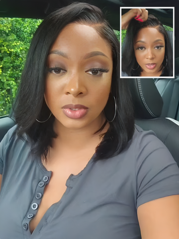 $100 OFF | Code: SAVE100 Klaiyi Put On and Go Glueless Bob Wig Silky Straight/Yaki Straight 7x5 Pre-Cut Lace Closure Wig Beginner Friendly