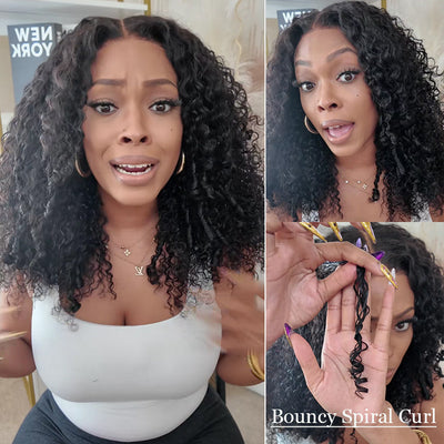 Extra 60% OFF |  Klaiyi 7x5 Bye Bye Knots Spiral Curls Water Curly Hair with Twist-Out Ends Put on and Go Glueless Wig