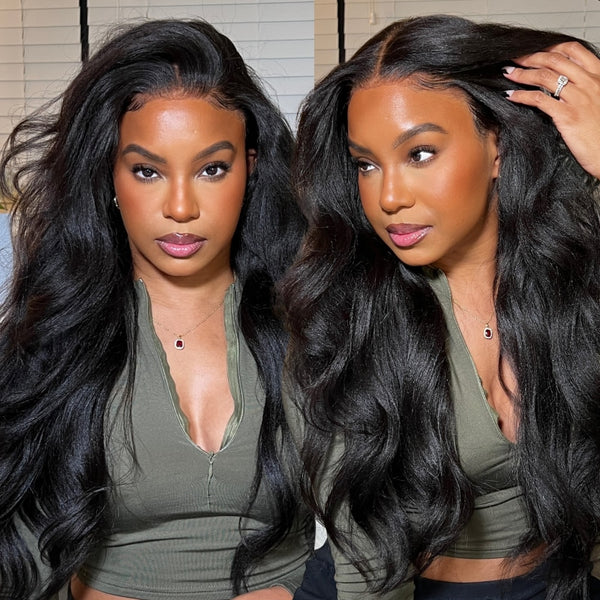 Extra 60% OFF |Klaiyi Most Natural Yaki Straight 7x5 Bye Bye Knots Wig Put On and Go Glueless Wig