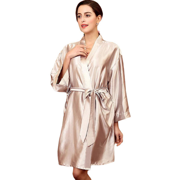 Klaiyi Free Gift Luxurious Silk Robe Sexy Nightwear Multiple Colors Available | Free Gift