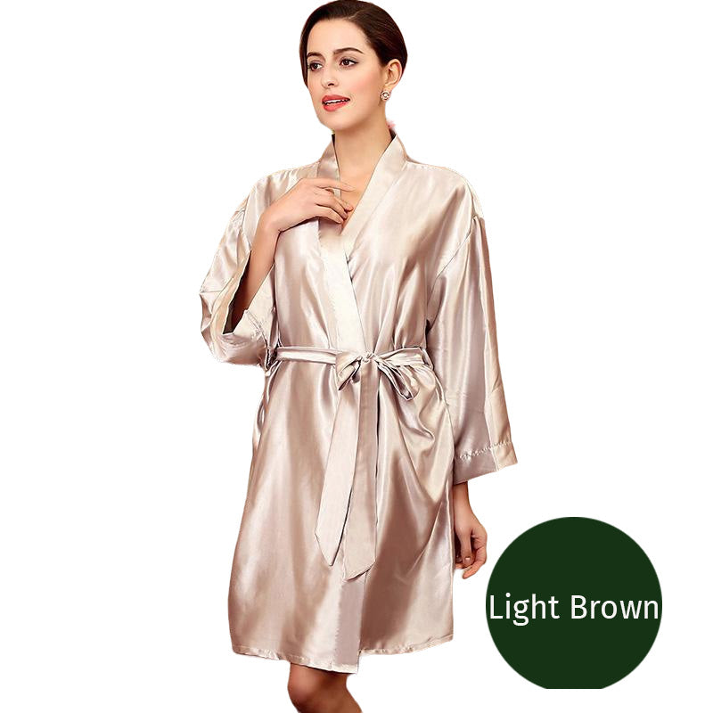 Klaiyi Free Gift Luxurious Silk Robe Sexy Nightwear Multiple Colors Available | Free Gift