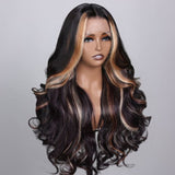 Klaiyi Face Framing Highlights Multi Color Mixed boomshell wave with Full and Flowing Curls Flash Sale