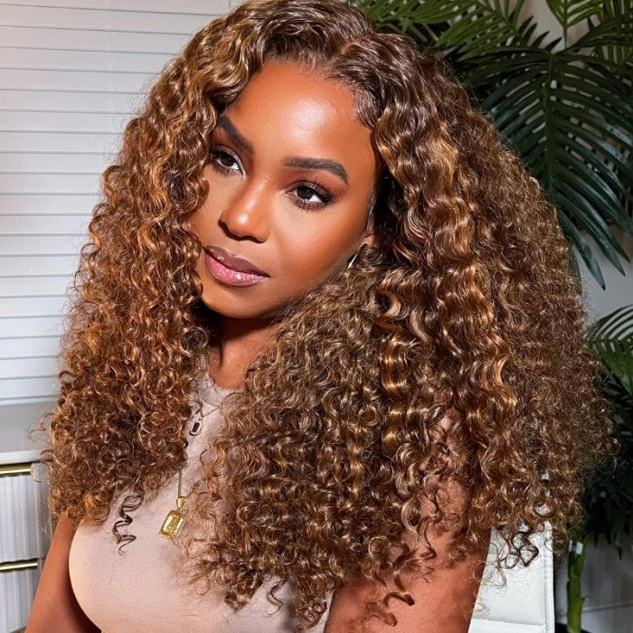 Klaiyi Honey Butta Brown Suga Color Lace Front Wig Jerry Curl Brown Golden Human Hair Mary K Recommend