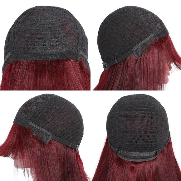Copy of Test | Copy of #99J Burgundy Color Straight Wigs With Bangs Flash Sale