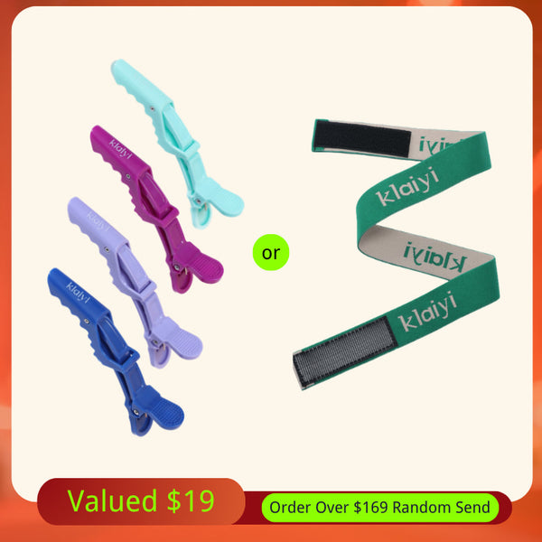 Klaiyi Free Gifts Elastic Headban And Alligator Clip Salon Perm Hair Dye Plastic Hairpin Wig Clip Haircut Partition Styling Clip Supplies