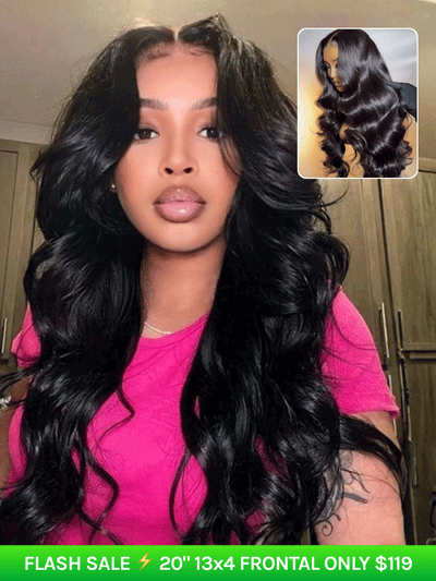 Klaiyi 13x4 Pre Everything Loose Body Wave Glueless Frontal Wig With Elastic Drawstring Human Hair Wig Flash Sale