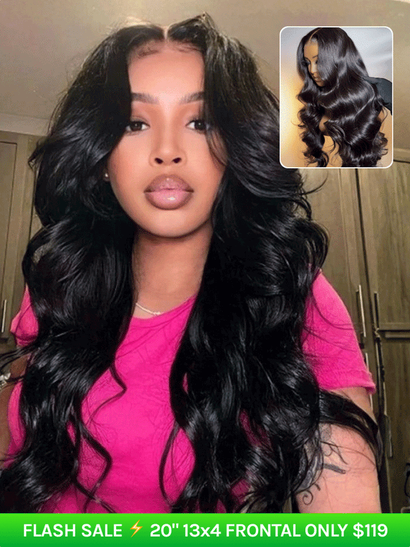Klaiyi 13x4 Pre Everything Loose Body Wave Glueless Frontal Wig With Elastic Drawstring Human Hair Wig Flash Sale