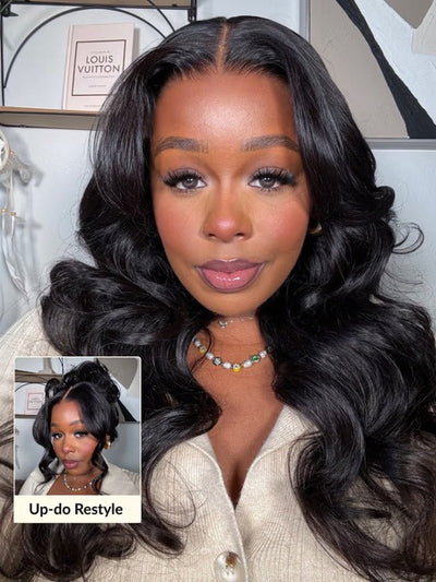 Klaiyi 13x4 Pre Everything Loose Body Wave Glueless Frontal Wig With Elastic Drawstring Human Hair Wig Flash Sale
