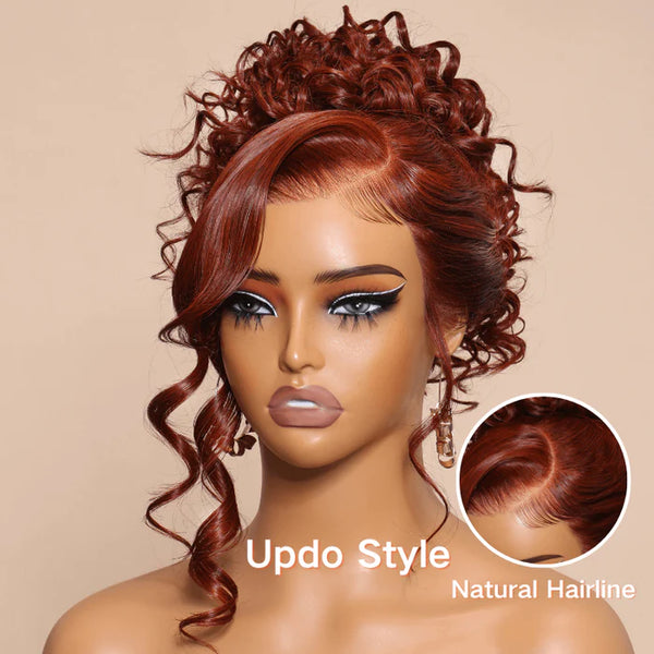 Klaiyi 13x4 Normal Lace Front 180% Density Pre-everything Glueless Full Frontal Wig Reddish Brown 7x5 Bye Bye Knots Body Wave Wig Flash Sale