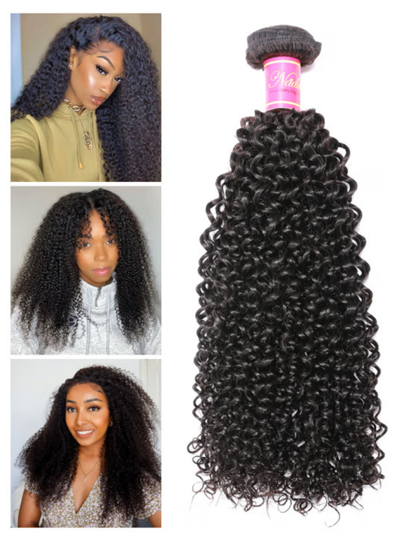 Klaiyi Hair 3pcs/lot Indian Jerry Curly Hair Human Hair Weft Deals
