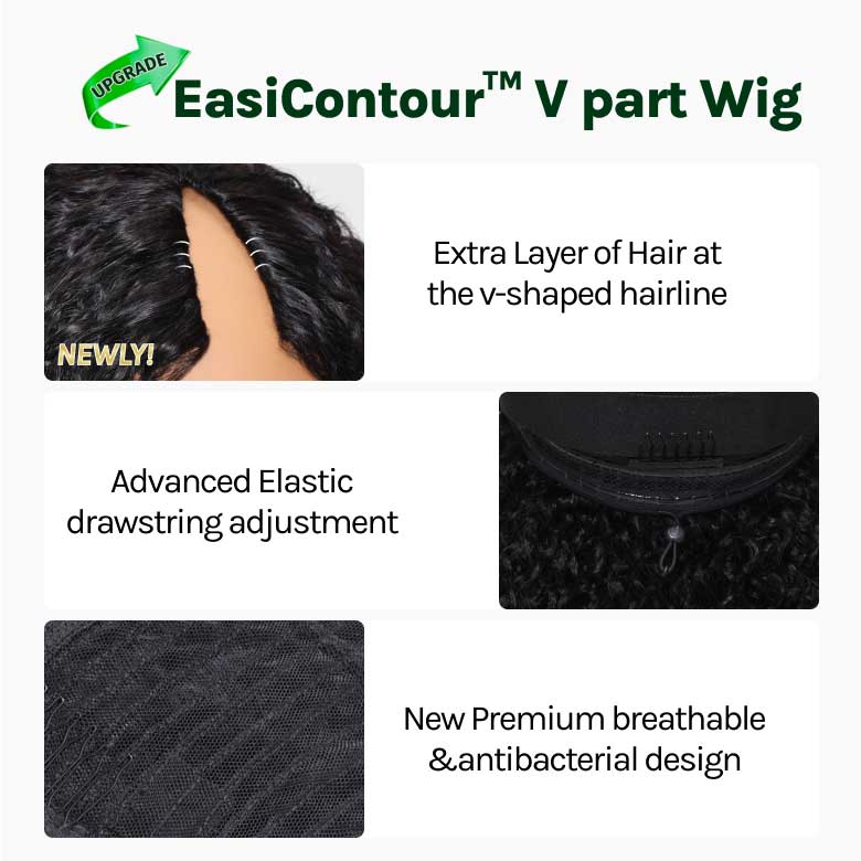 Extra 60% OFF | Klaiyi Ombre Chestnut Brown Yaki Straight EasiContour V Part Wigs Human Hair Clip in Upgrade U Part Human Hair Wig