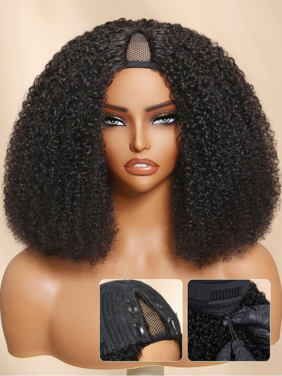 Perruque Klaiyi 7x5 Bye Bye Knots, cheveux bouclés avec pointes enroulées aux doigts, facile à poser et sans colle, en cheveux humains. 