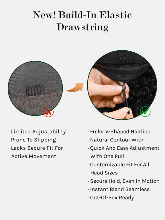 Klaiyi Body Wave Easicontour V Part Glueless Wig with invisi Drawstring Human Hair Meets Real Scalp Beginner Friendly