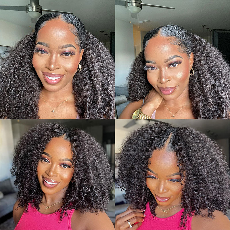 Klaiyi Kinky Curly V Part Wig Virgin Human Hair Real Scalp Great Protective Beginner Friendly Wig Flash Sale