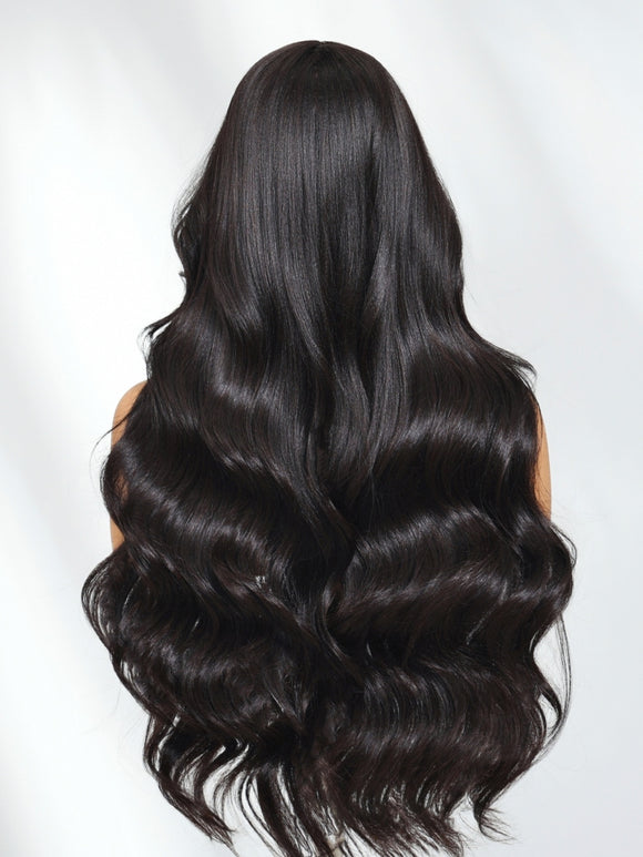 22"-24" Yaki Wavy With Flip Out Bang EasiContour Drawstring V-Part Glueless Human Hair Wigs Flash Sale