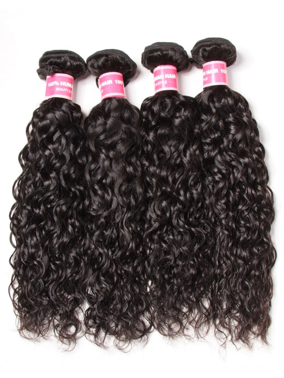 Klaiyi Hair 100% Human Virgin Hair Water Wave Weave 4 Bundles