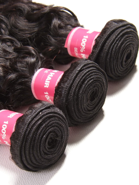 Klaiyi Hair 100% Human Virgin Hair Water Wave Weave 4 Bundles