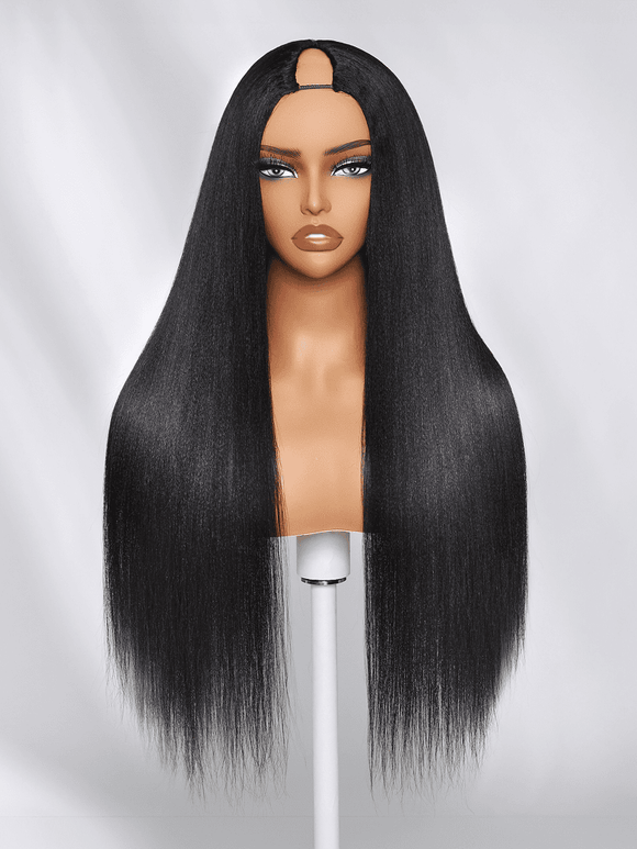 100 $ de réduction | Code : SAVE100 Perruque Klaiyi New Yaki Straight V Part Wig Upgrade U Part Wig Meets Real Scale Prête à porter sans colle