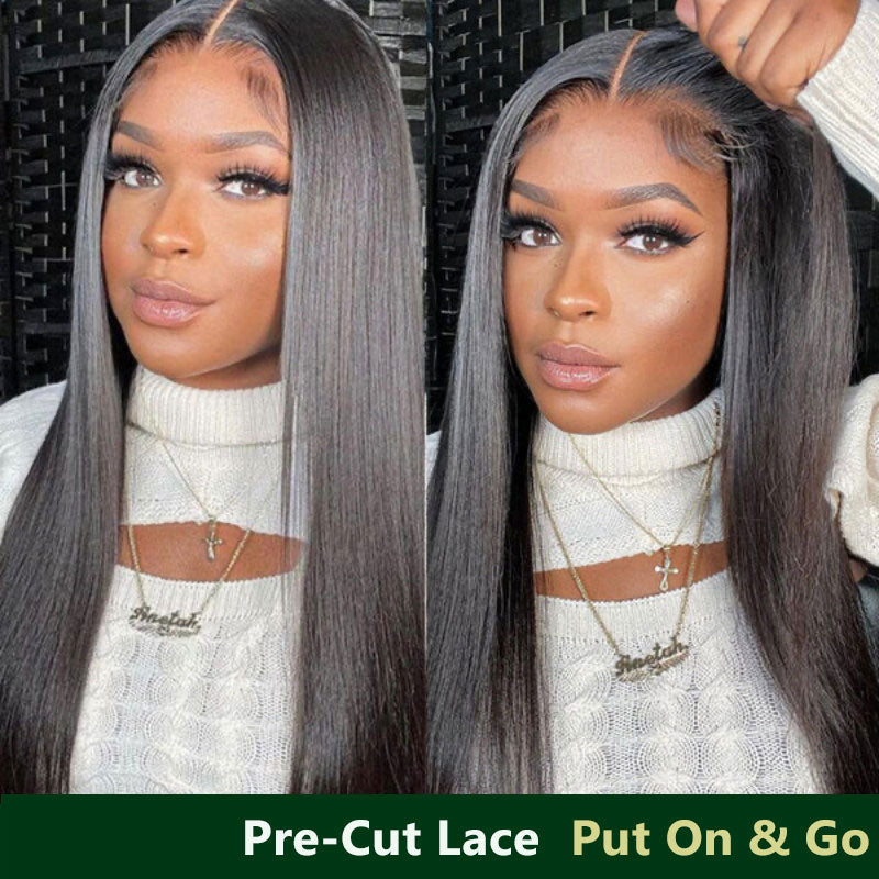 Extra 70% OFF |Klaiyi Straight Hair 7x5 Bye Bye Knots 13x4 Pre-Everything Put On and Go Wig Affordable Lace Part Wig