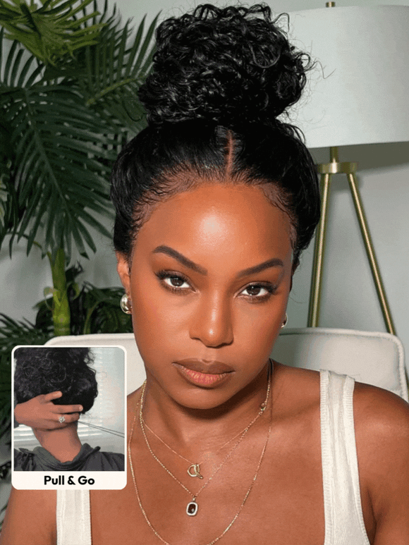 Klaiyi 7×5 and 13x4 Pre-Everything™ Lace Frontal Wig Water Wave & Curly  Mixed Human Hair Glueless Wig