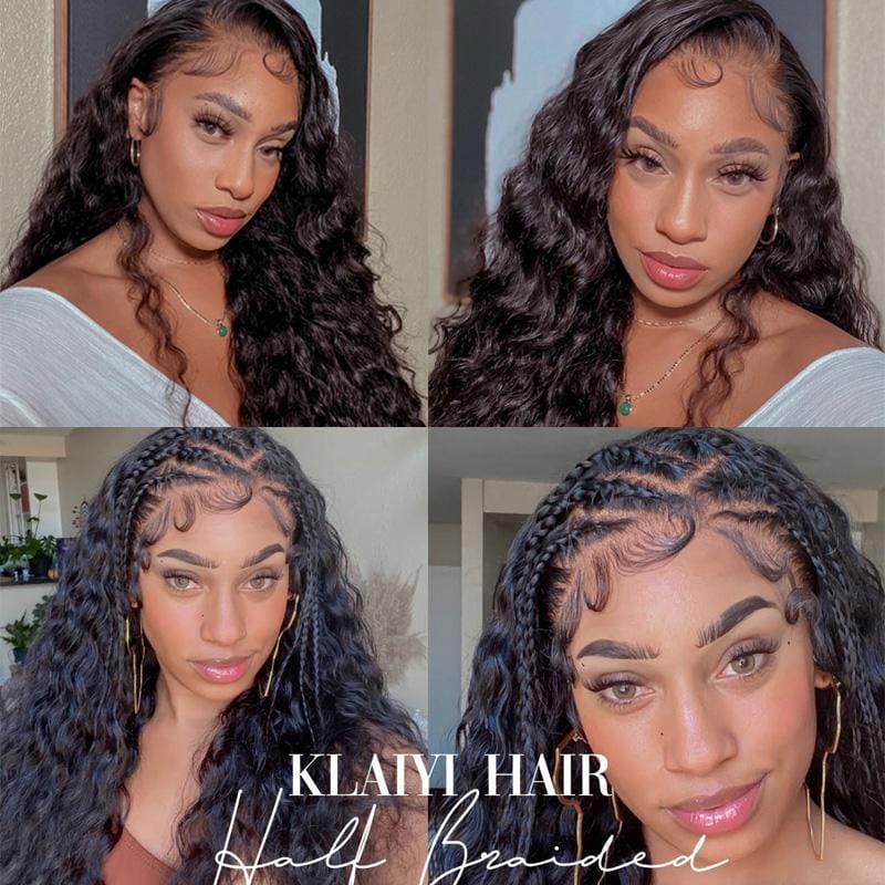 Klaiyi 13x4 Lace Front Water Wave Wig Human Hair Flash Sale