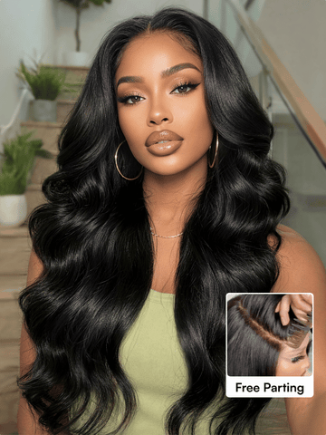Klaiyi 13x4 Pre Everything Loose Body Wave Glueless Frontal Wig With Elastic Drawstring Human Hair Wig Flash Sale