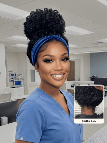 Klaiyi Hair HookFit Water Wave Headband Glueless Human Hair Wig With Invisi Drawstring