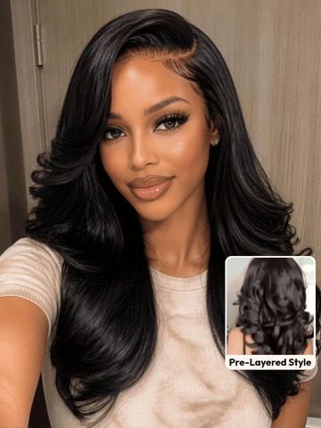 Klaiyi 13x4 Pre Everything Loose Body Wave Glueless Frontal Wig With Elastic Drawstring Human Hair Wig Flash Sale