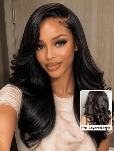 Klaiyi 13x4 Pre Everything Loose Body Wave Glueless Frontal Wig With Elastic Drawstring Human Hair Wig Flash Sale