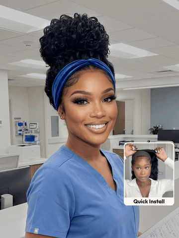 Klaiyi 2-IN-1 SWITCH™ Water Wave Headband Wig Glueless Human Hair with Invisi Drawstring