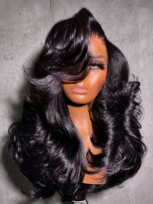 Klaiyi 13x4 Pre Everything Loose Body Wave Glueless Frontal Wig With Elastic Drawstring Human Hair Wig Flash Sale