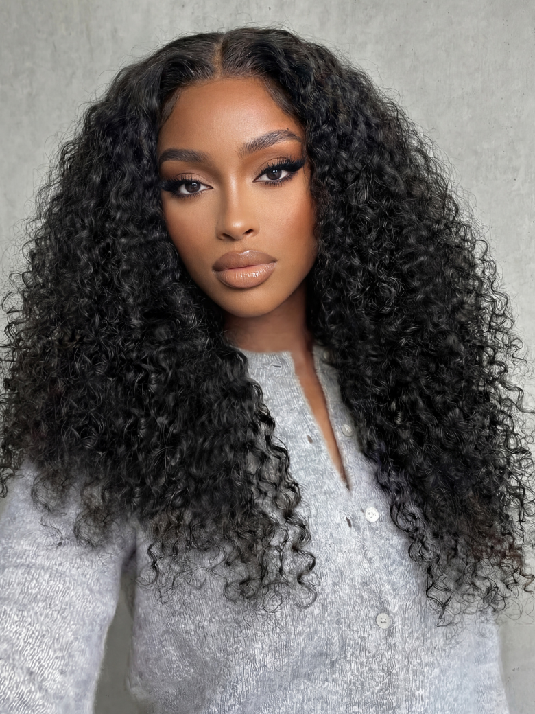 Klaiyi 7x5 Bye Bye Knots Glueless Lace Wig Twist Jerry Curl Put On And Go Human Hair Wigs