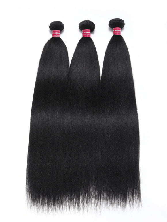 Extensions Klaiyi Light Yaki lisses en cheveux humains, tissage Yaki ultra naturel, 2/3/4 paquets