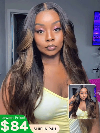 Klaiyi Ombre Chestnut Brown Yaki Straight Glueless Wig 7x5 No-Slip & 13x4 Pre-Everything Put On & Go Human Hair Wigs with Invisi Drawstring