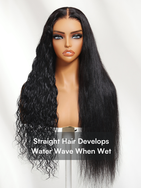 Klaiyi Wet&Wavy 2 in 1 Straight to Water Wave Dream Curls Wig 13x4 Put On And Go with Invisi Drawstring Human Hair
