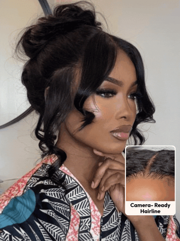 Klaiyi 13x4 Pre Everything Loose Body Wave Glueless Frontal Wig With Elastic Drawstring Human Hair Wig Flash Sale