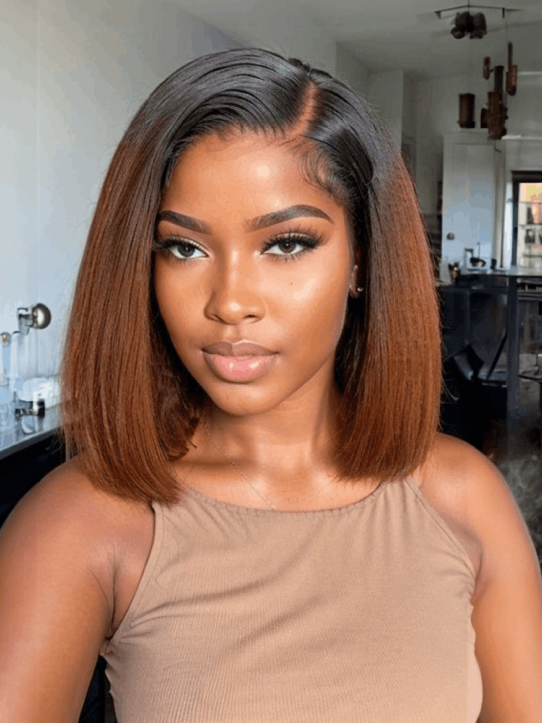 Vip Member Light Brown Glueless 200% Density 2x6 Lace Silky Blunt Cut Wig Shoulder Length Bob Wig Flash Sale Pre Plucked & Bleached